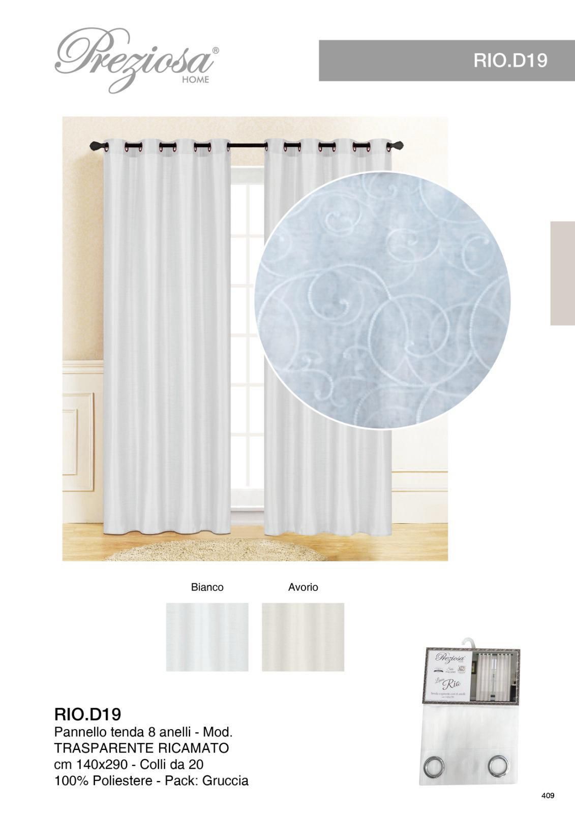 PREZIOSA PANNELLO TENDA 140X290 TRASP RI RIO.D19
