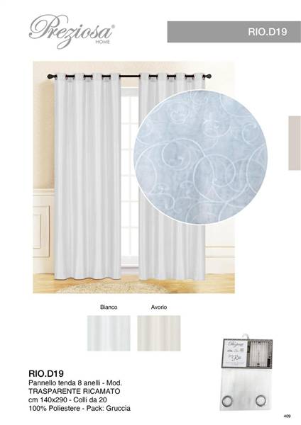 PREZIOSA PANNELLO TENDA 140X290 TRASP RI RIO.D19