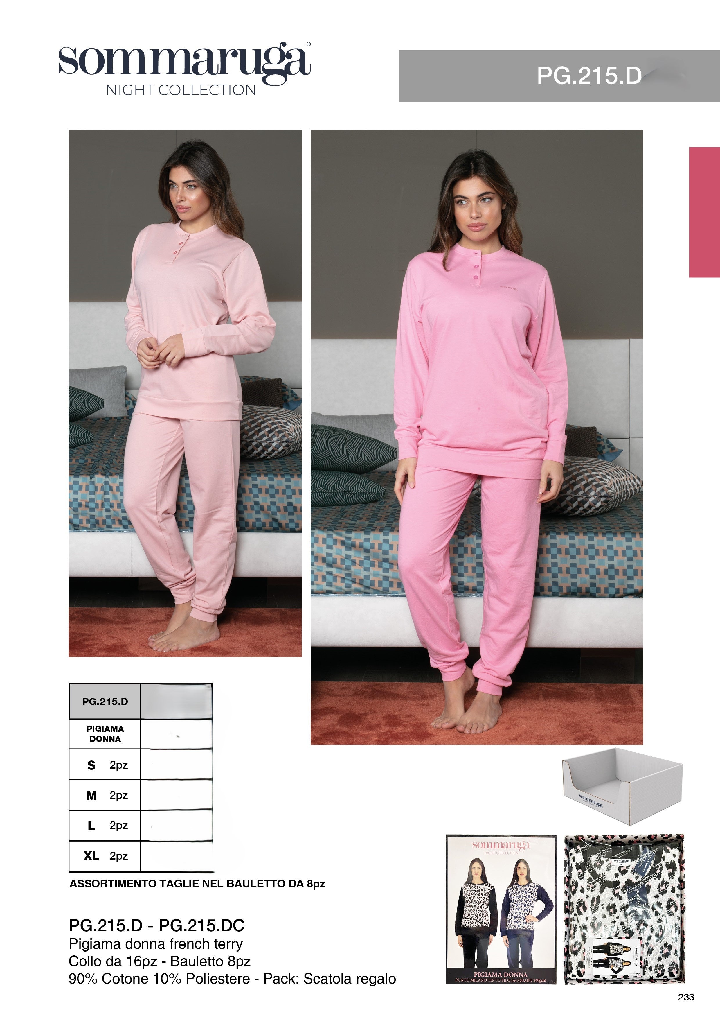 SOMMARUGA PIGIAMA DONNA FRENCH TERRY PG.215.D