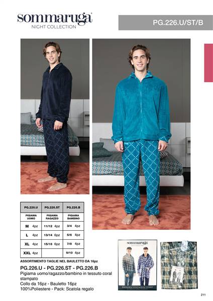 SOMMARUGA PIGIAMA UOMO CORAL PG.226.U 