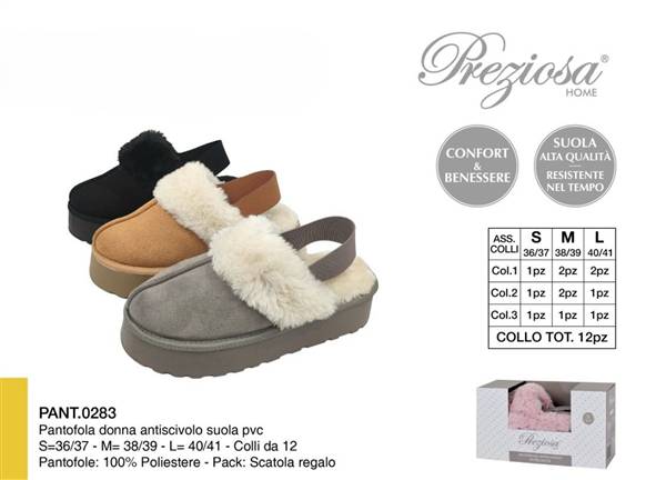 PREZIOSA PANTOFOLE DONNA PANT.0283 ANTISCIVOLO SUOLA PVC