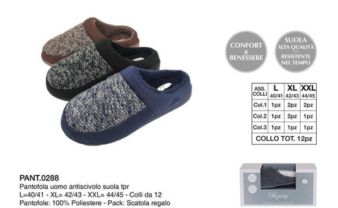 PREZIOSA PANTOFOLA UOMO PANT.0288 ANTISCIVOLO SUOLA TPR