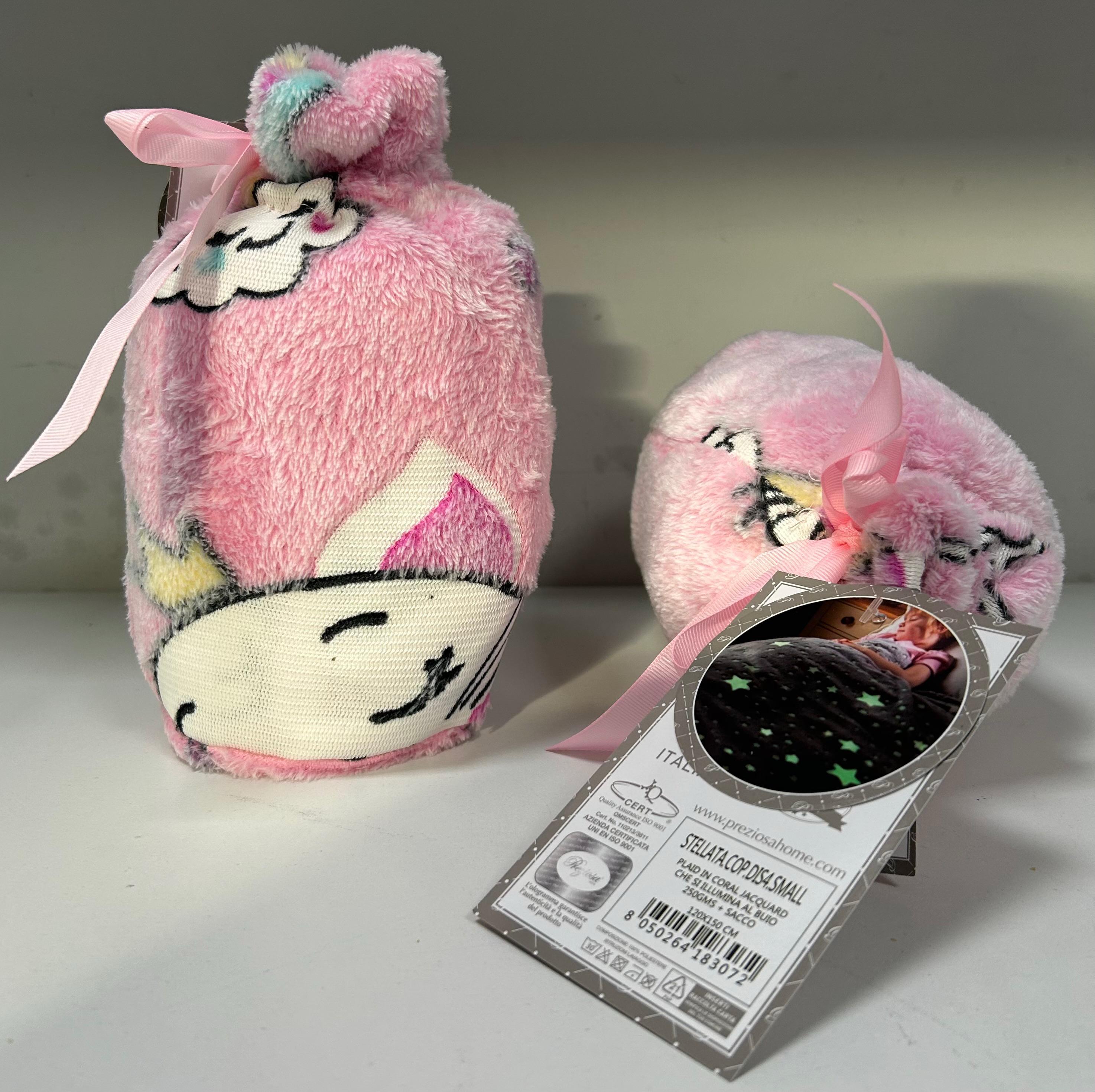 PREZIOSA PLAID IN CORAL STELLATA SMALL CHE SI ILLUMINA AL BUIO STELLATA.COP.DIS4.SMALL