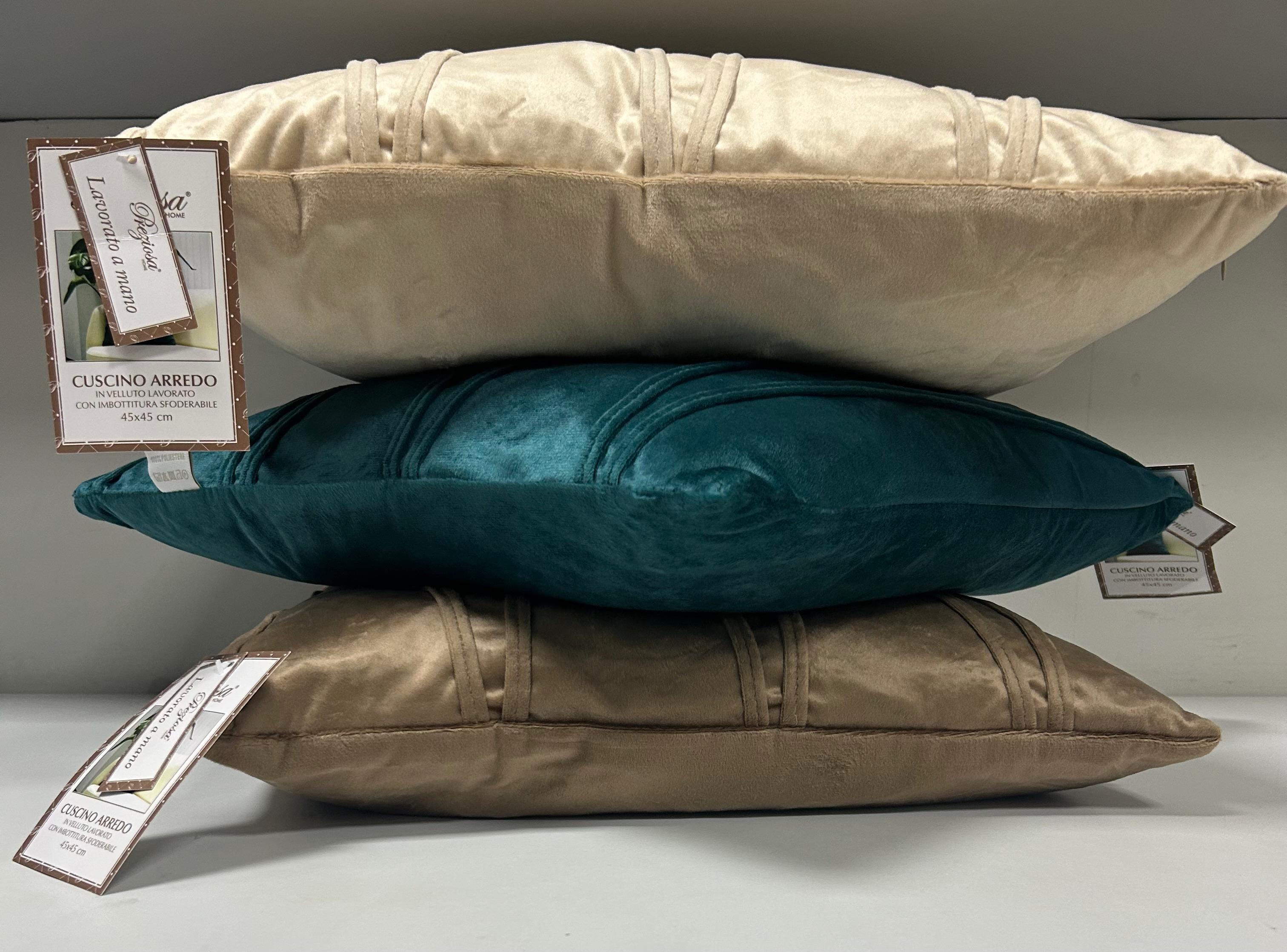 PREZIOSA CUSCINO ARREDO VELLUTO CQ0079 LAVORATO CON IMBOTTITURA SFODERABILE