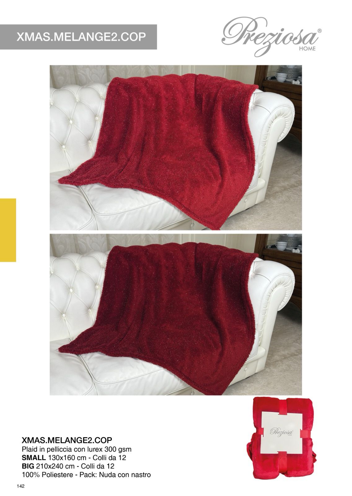 PREZIOSA PLAID IN PELLICCIA CON LUREX 130X160 XMAS.MELANGE2.COP.BIG