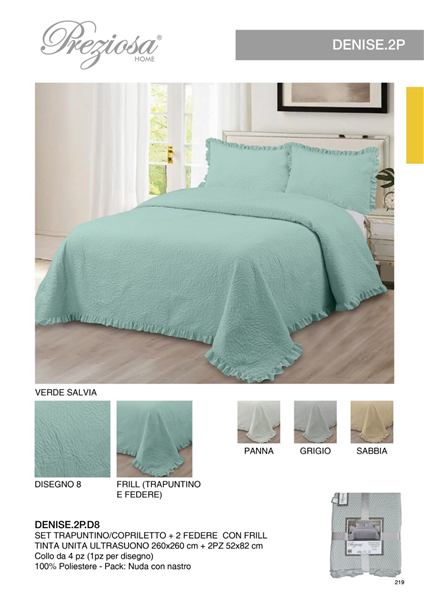 PREZIOSA SET TRAPUNTINO DENISE 2P DENISE.2P.D8 CON 2 FEDERE