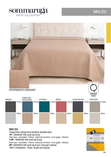 SOMMARUGA TRAPUNTINO 1,5P DOUBLE FACE MIX.1.5P.D3 210X250