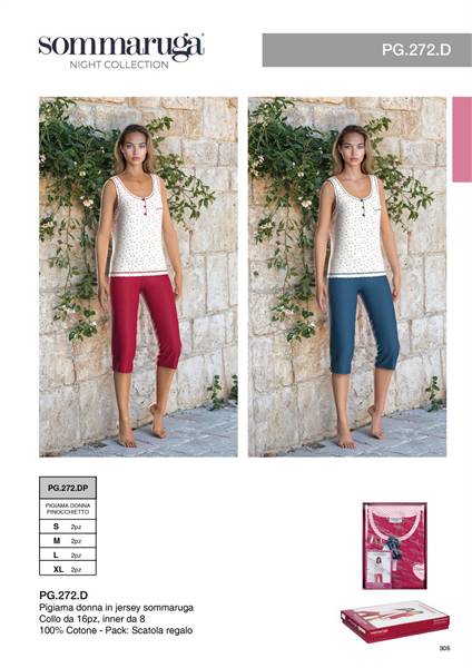 SOMMARUGA PIGIAMA DONNA PINOCCHIETTO PG.272.DP IN JERSEY