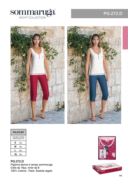 SOMMARUGA PIGIAMA DONNA PINOCCHIETTO PG.272.DP IN JERSEY