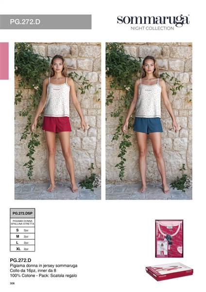 SOMMARUGA PIGIAMA DONNA CORTO PG.272.DSP SPALLINA STRETTA