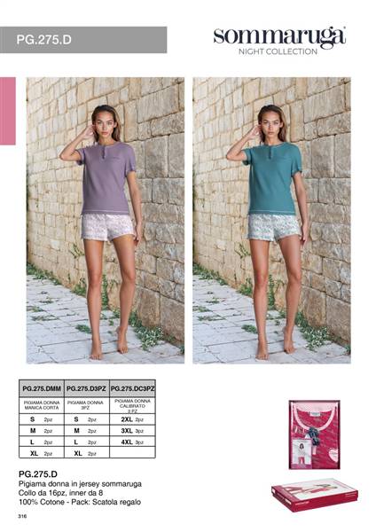 SOMMARUGA PIGIAMA DONNA CORTO PG.275.DMM IN JERSEY