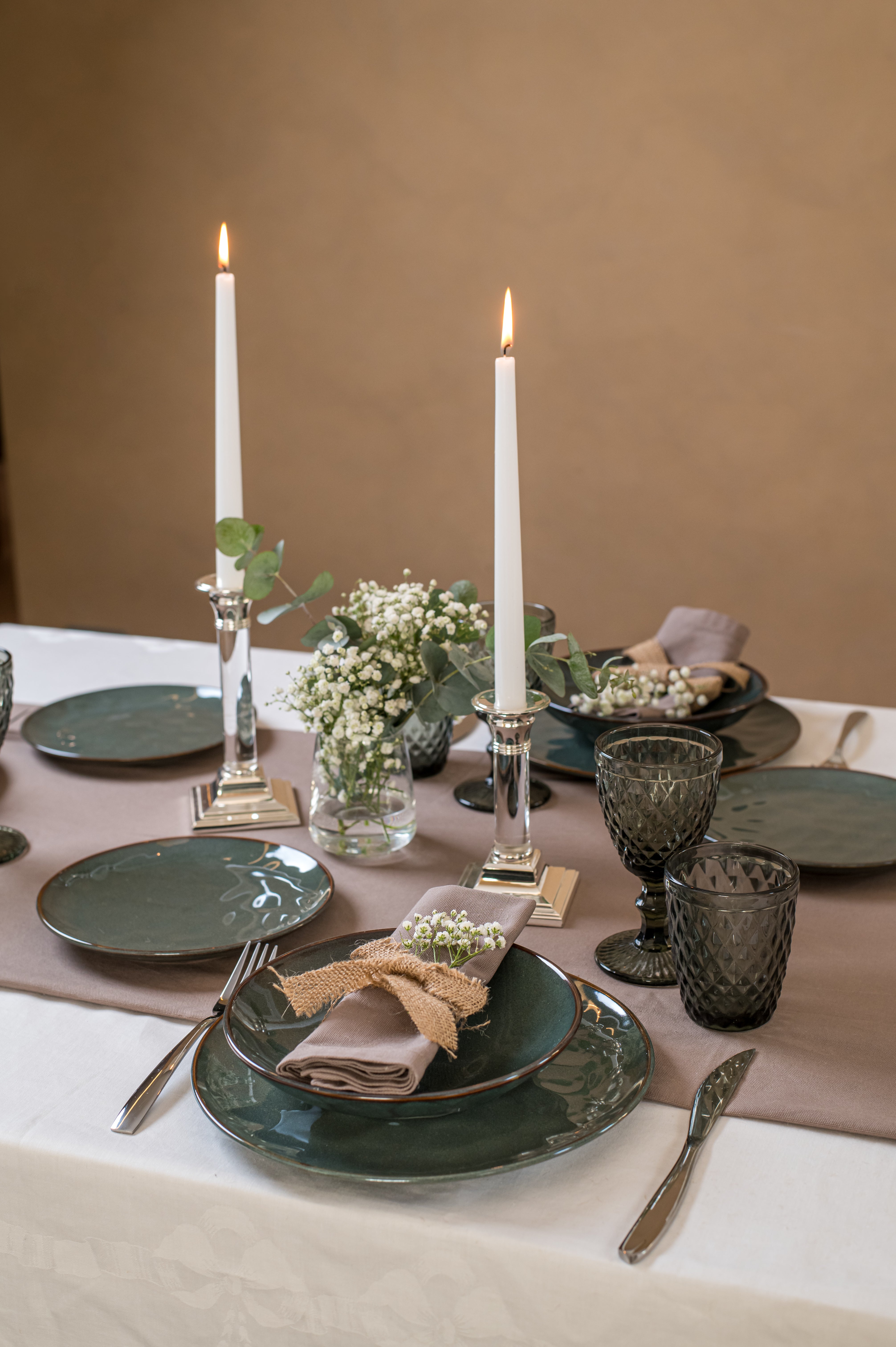 PARTENOPE SET 2 CANDELE STELO 30CM BIANC