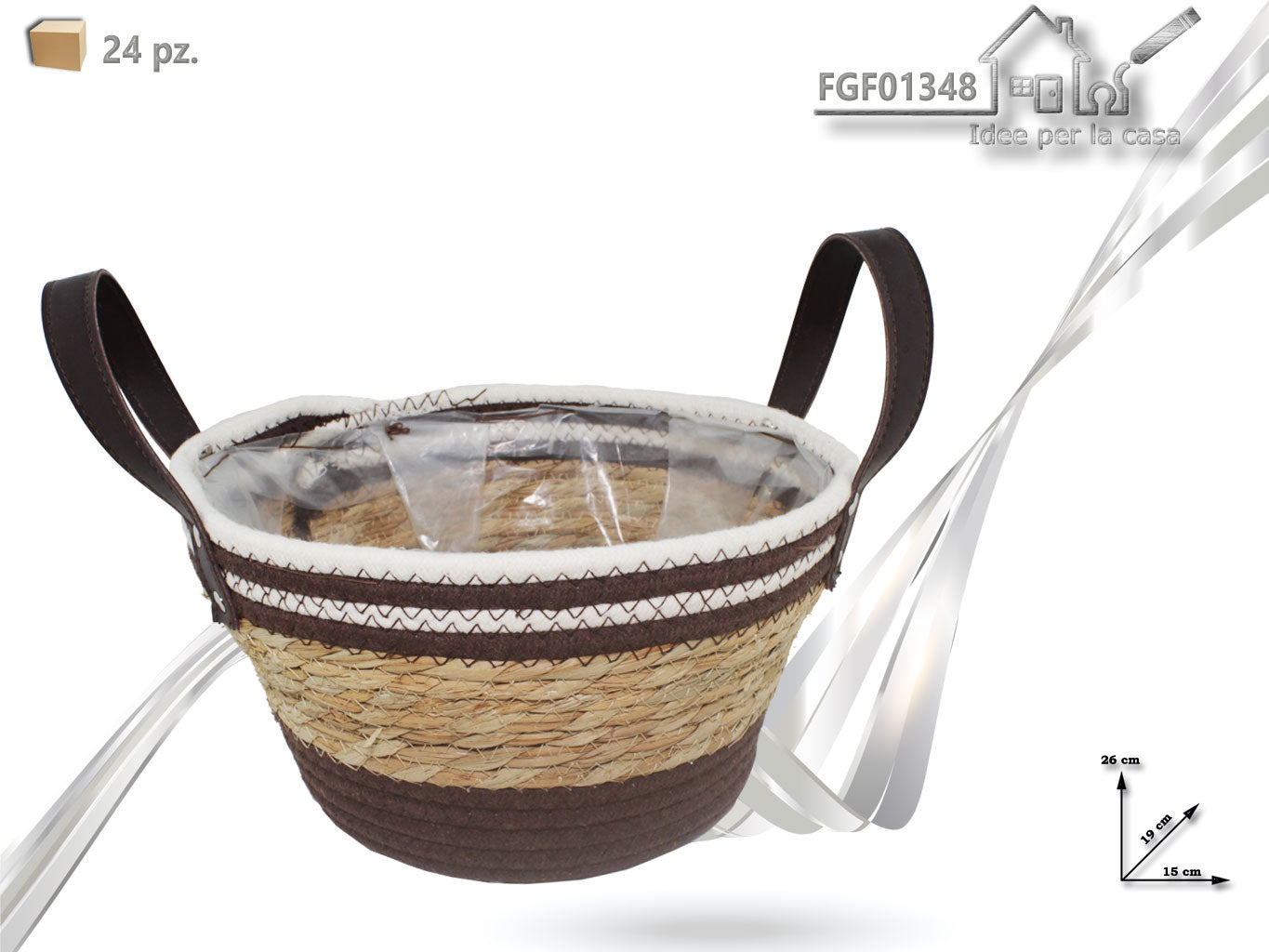 FGF PORTAPIANTA TESSUTO E JUTA C/MANICO