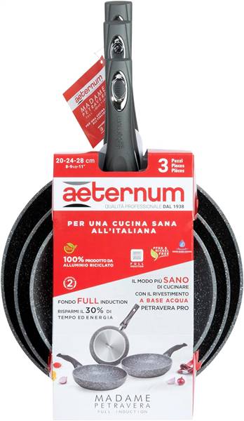 AETERNUM TRIS PADELLE 20/24/28CM M.PETRA MADAME PETRAVERA