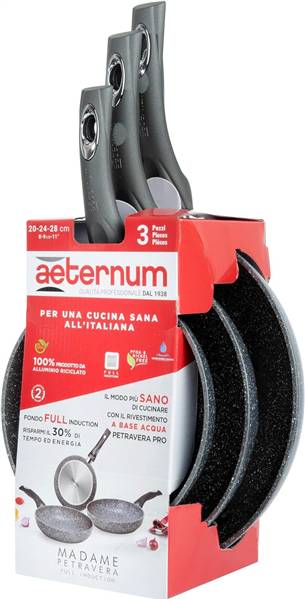AETERNUM TRIS PADELLE 20/24/28CM M.PETRA MADAME PETRAVERA