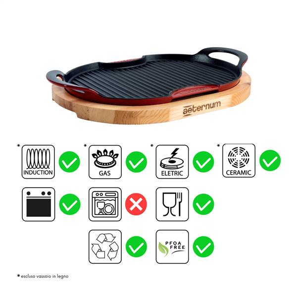 AETERNUM GRILL OVALE CON BASE 36X26CM 