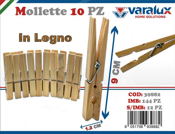 VARALUX MOLLETTA 10PZ IN LEGNO 