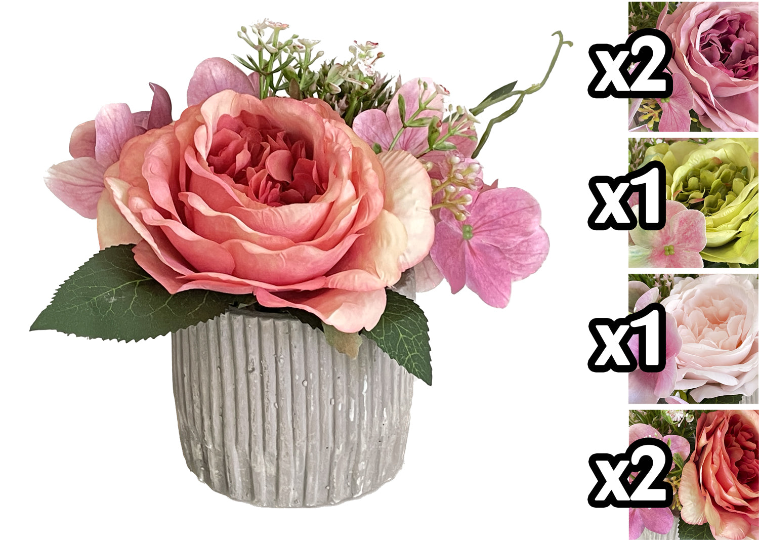 VEA VASO ROSA E ORTENSIE 24CM ELI59876