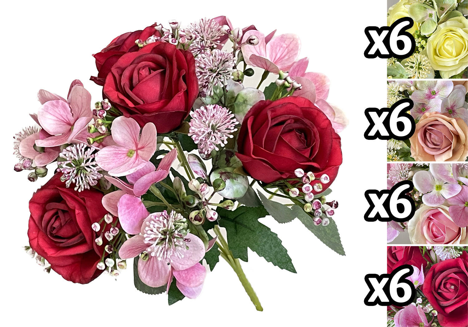 VEA BOUQUET ROSE E ORTENSIE 31CM 59877 - Infinity Home Store