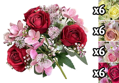 VEA BOUQUET ROSE E ORTENSIE 31CM 59877 - Infinity Home Store