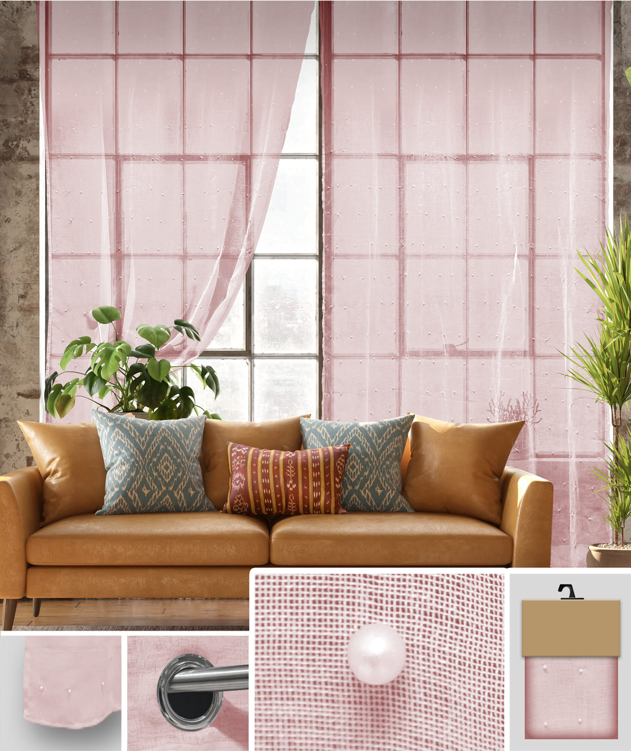 VEA TENDA LAILA PINK 140X280 YAN61870 1 PANNELLO