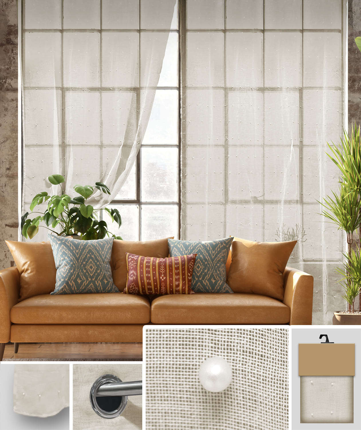 VEA TENDA LAILA CREAM 140X280 YAN61871 1 PANNELLO