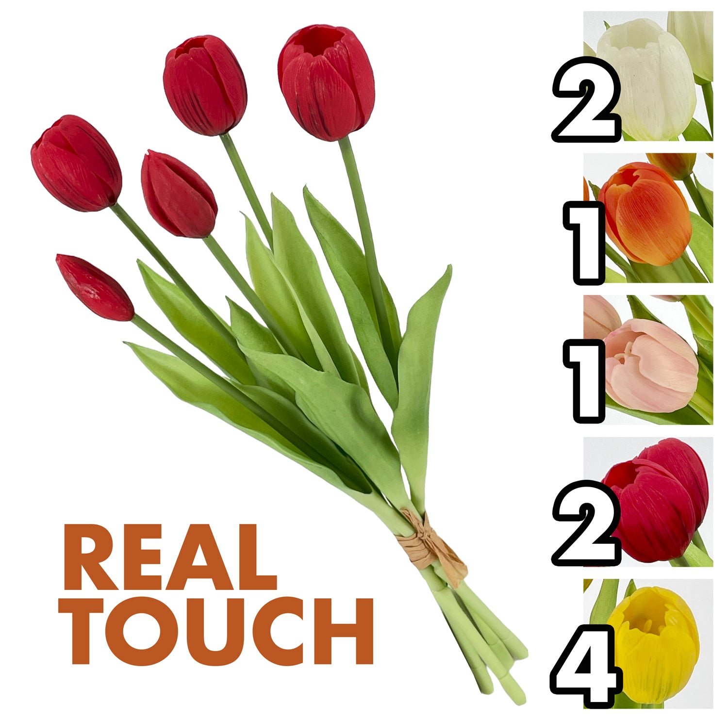 VEA BUSH TULIPANI 5FIORI 40CM AME62404 5 ASSORTITI REAL TOUCH