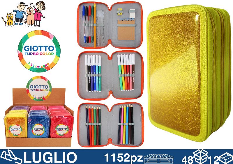 GIOTTO ASTUCCIO 3 ZIP GLITTER