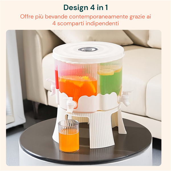 AVILIA EROGATORE 6LT PER BEVANDE GIREVOLE CON 4 SCOMPARTI DA 1,5LT E 4 RUBINETTI