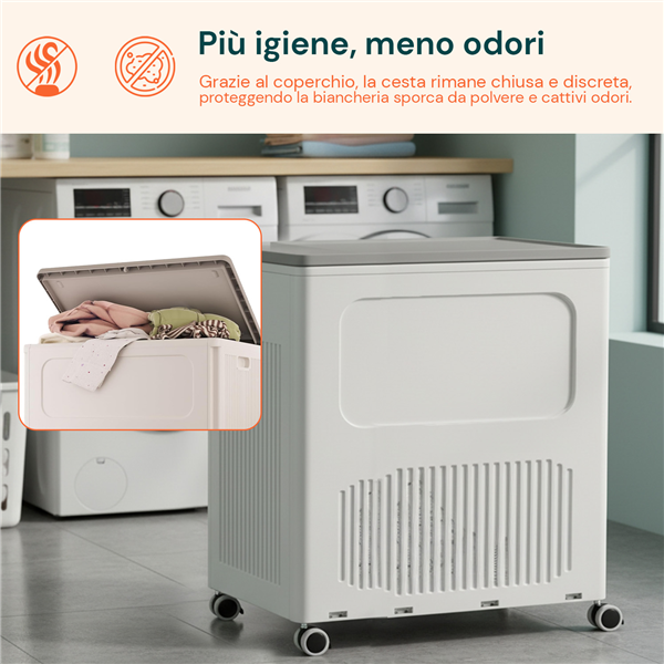 AVILIA CESTO GRANDE PER LAVANDERIA 123LT CON COPERCHIO