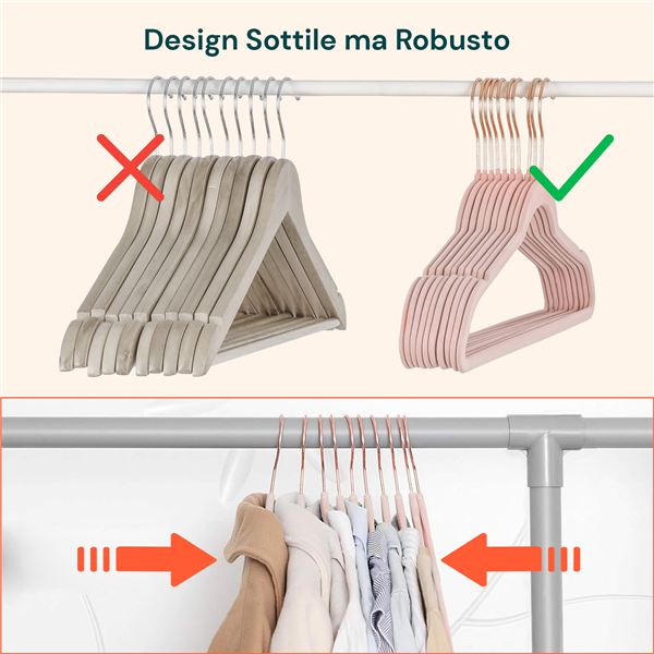 AVILIA GRUCCE APPENDIABITI ROSA 50PZ IN VELLUTO ANTISCIVOLO E GANCIO IN METALLO