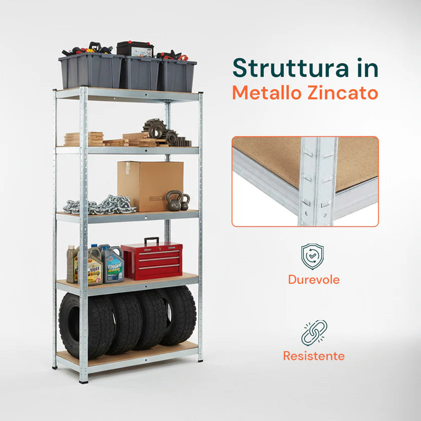 GB TRADE SCAFFALE 5 RIPIANI 90X40XH180CM PORTATA 175KG