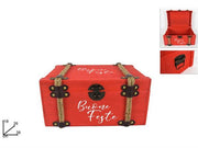 DUE ESSE SCATOLA BAULETTO LEGNO NATALE ROSSA BUONE FESTE