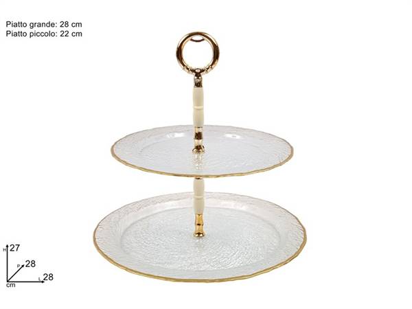 DUE ESSE ALZATINA VETRO 2PIANI 22/28CM C/BORDO ORO