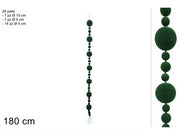 DUE ESSE GHIRLANDA 180CM CON PALLE IN VELLUTO VERDE