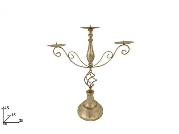 DUE ESSE CANDELIERE 45CM 3P ORO ANTICHIZ 