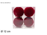 DUE ESSE PALLE 12CM 4PZ FLOCCATA BORDEAU 