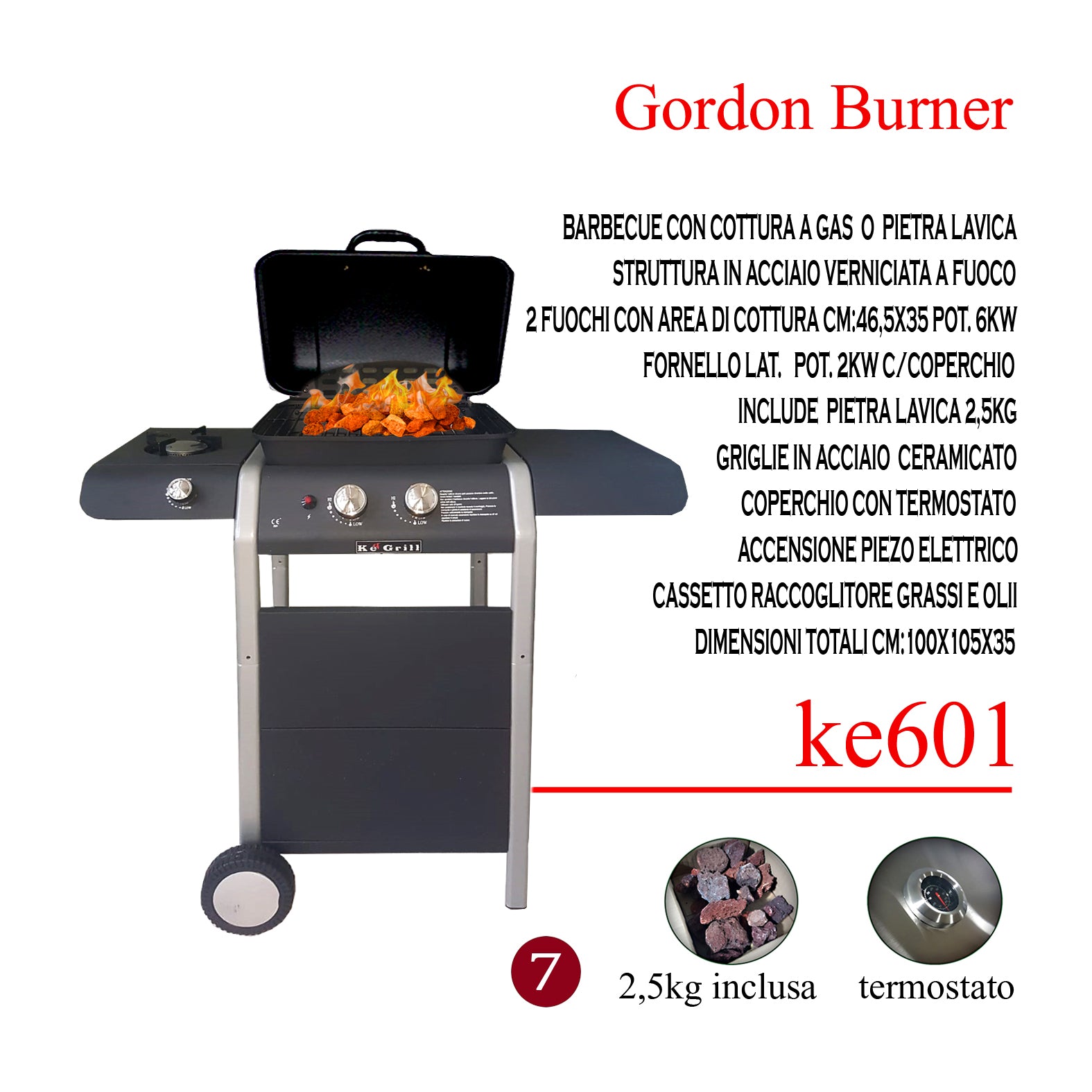 GTR BARBECUE A GAS E PIETRA LAVICA 6KW