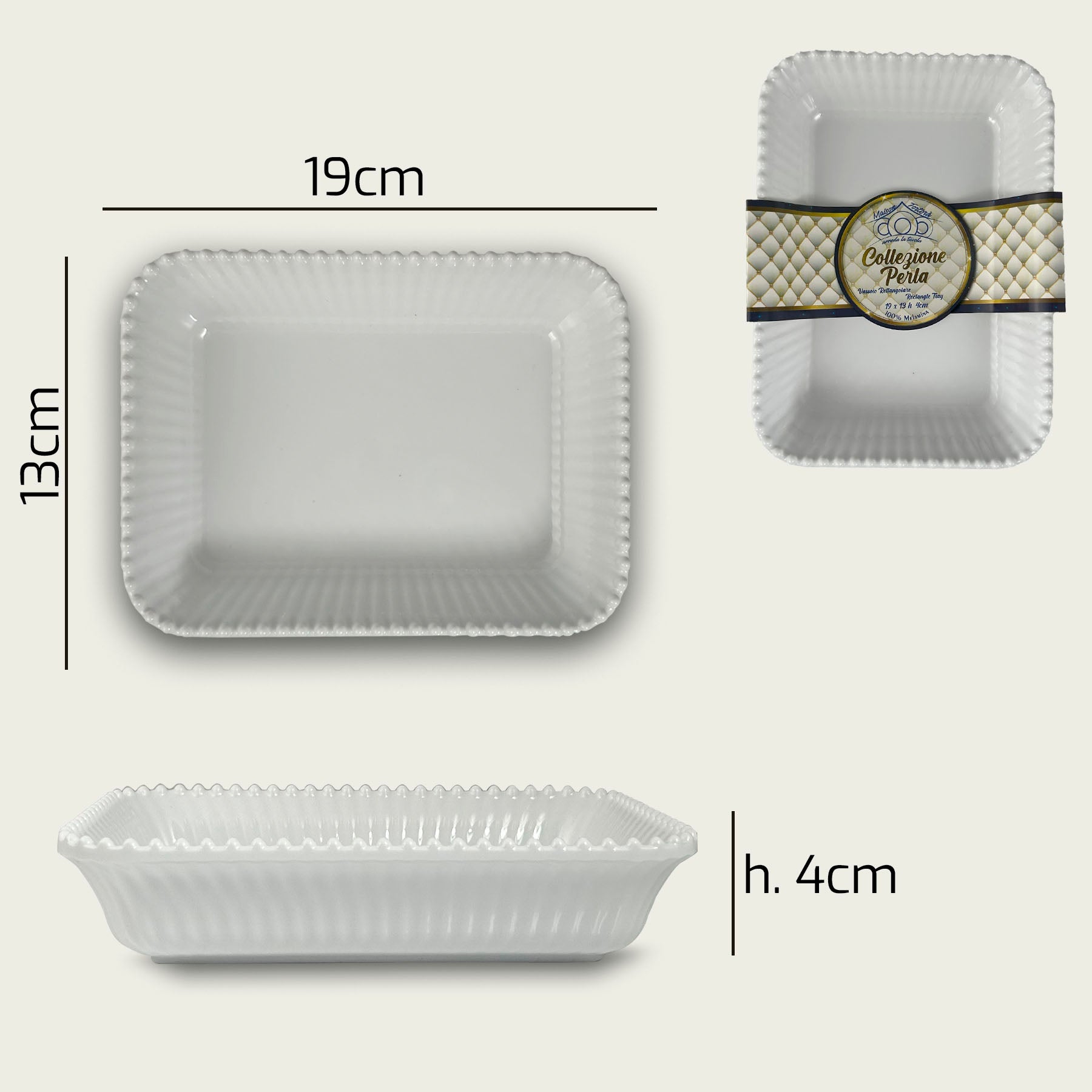 ARCA VASSOIO PERLA RETT. MEL. 19X13X4