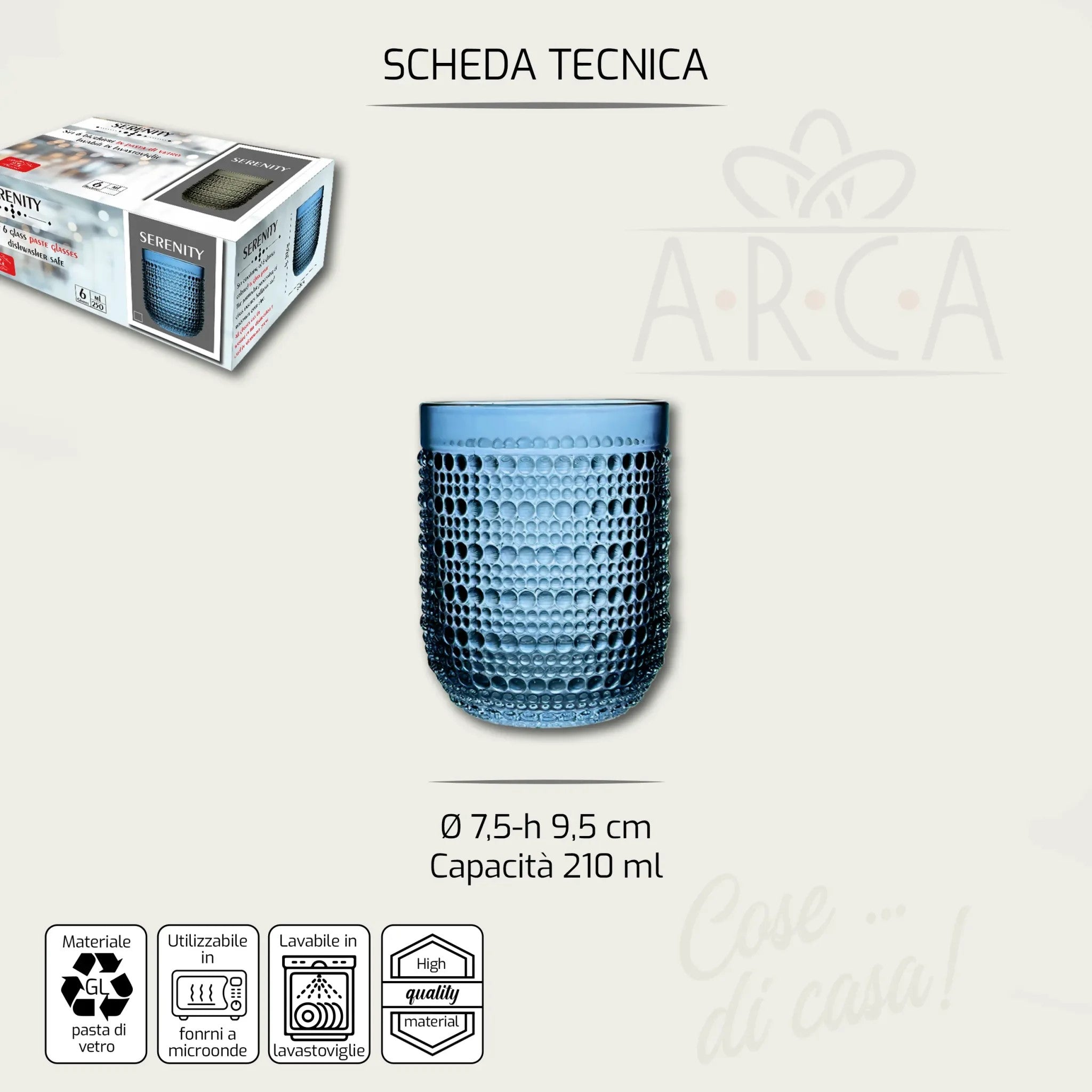 ARCA BICCHIERI 6PZ SERENITY BLU 250ML