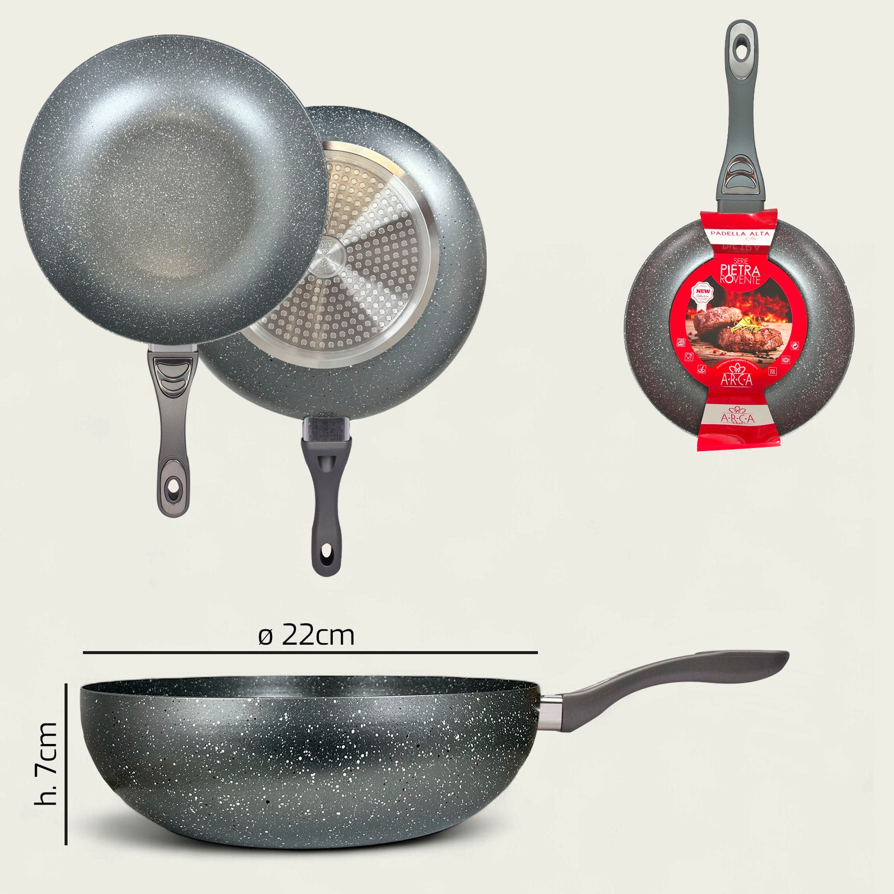 ARCA PADELLA ALTA PIETRA ROVENTE CM.22 INDUZIONE