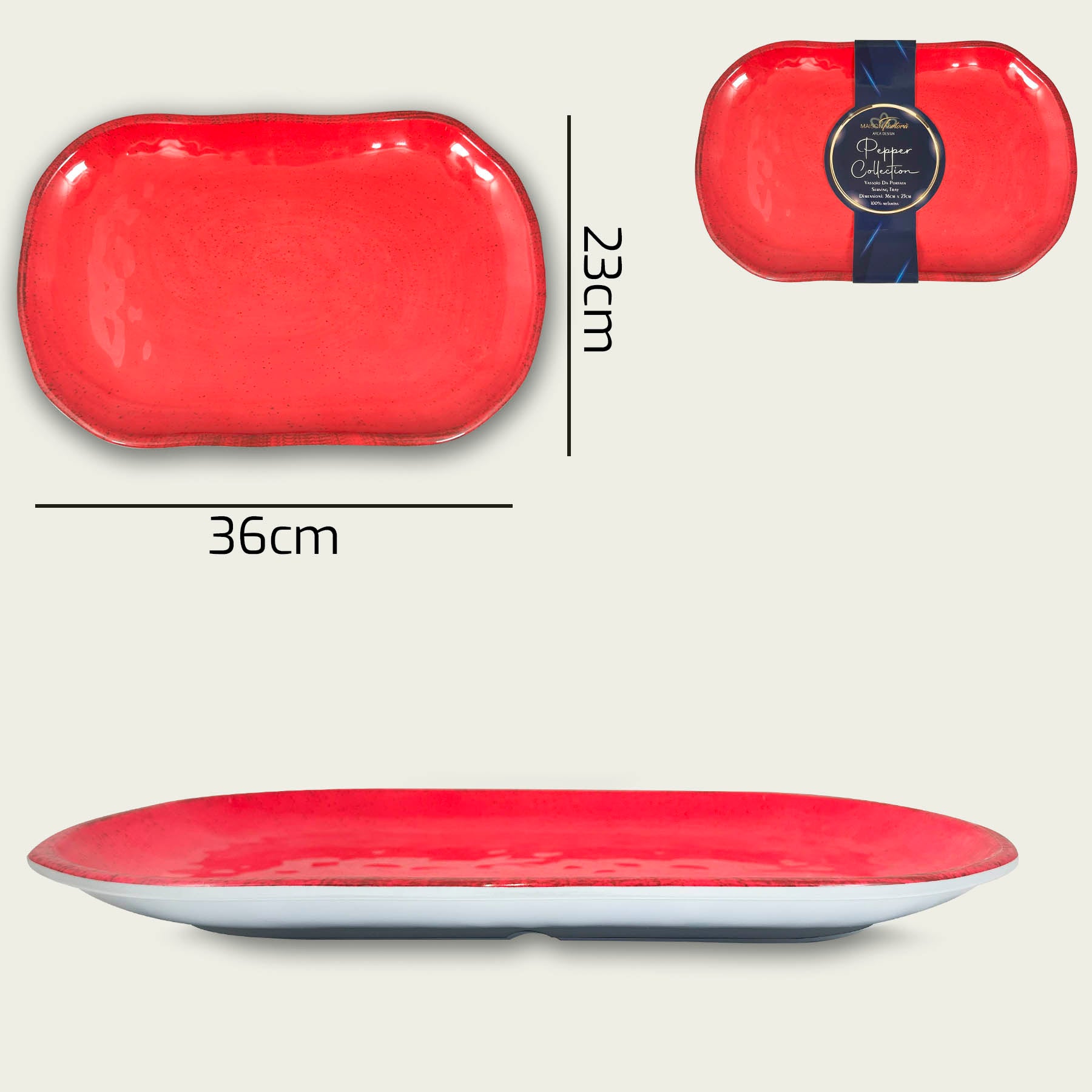 ARCA VASSOIO MEL 36X23X3 RED PEPPER