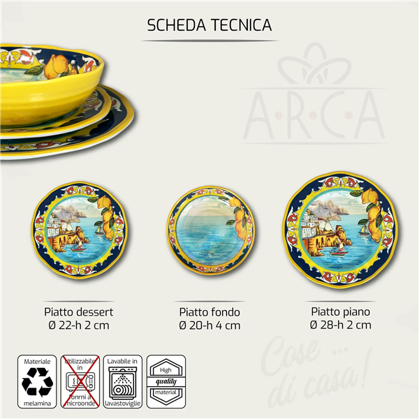 ARCA PIATTO DESSERT CM.22 LA COSTIERA MELAMINA