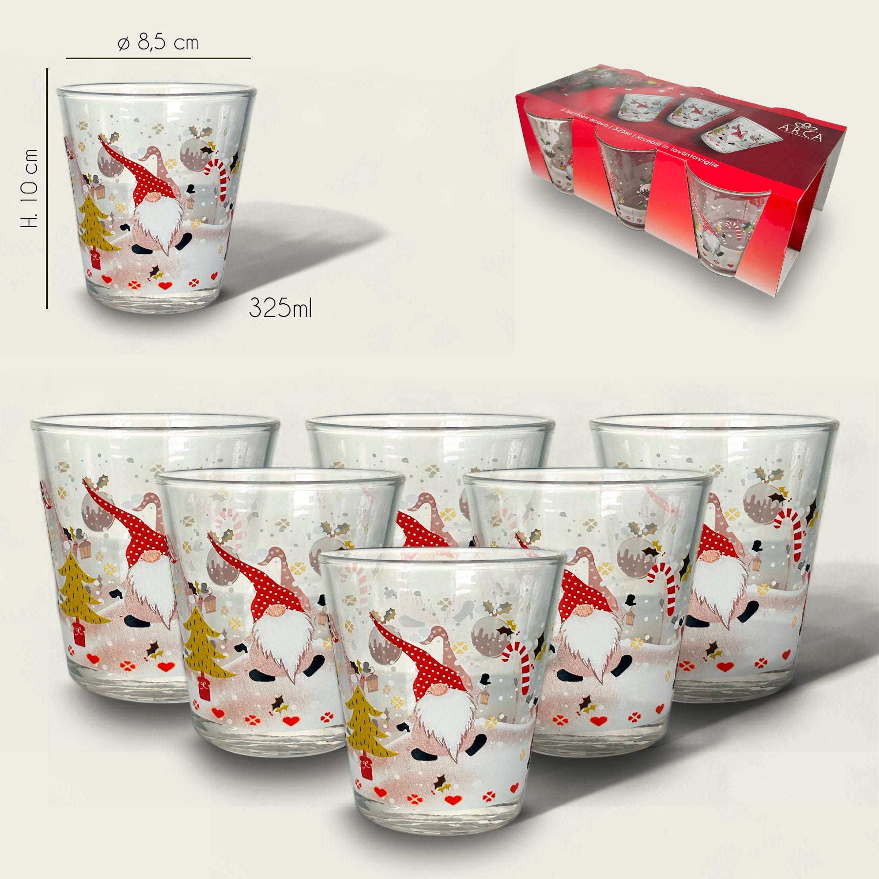 ARCA BICCHIERI 6PZ 30CL BABBO NATALE