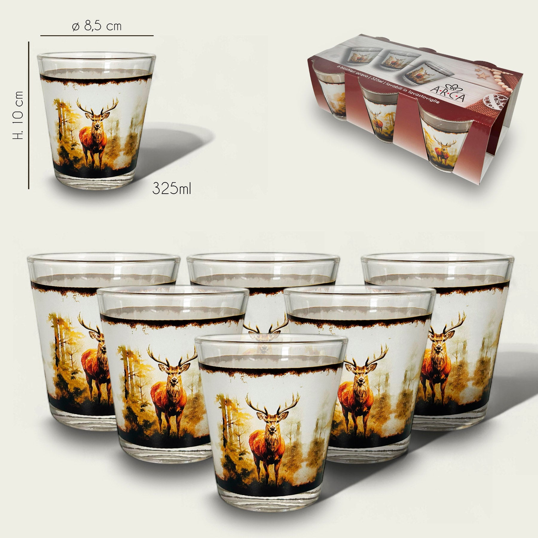 ARCA BICCHIERI 6PZ 30CL CERVO NATALE