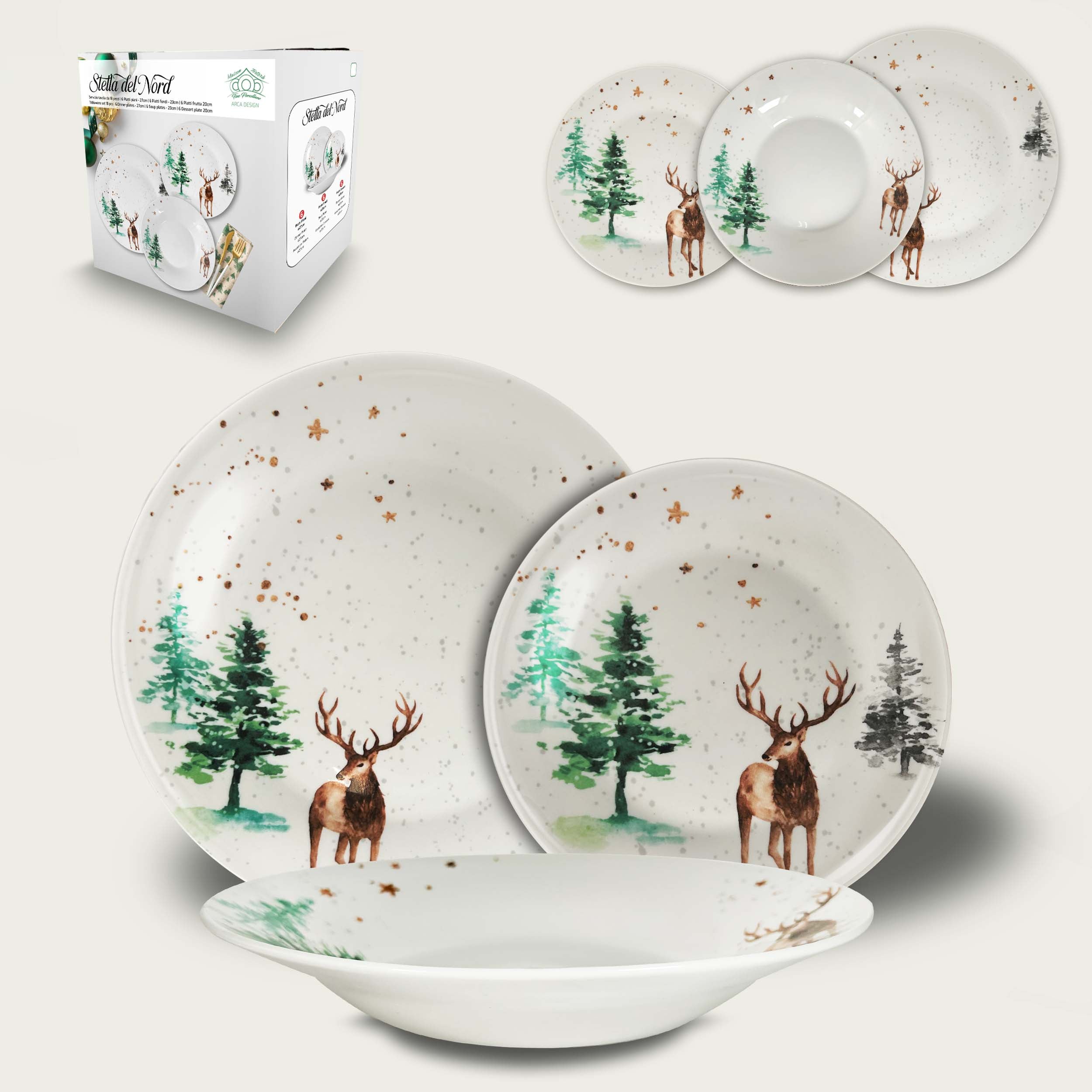 ARCA SERVIZIO PIATTI 18PZ STELLA NATALE STELLA DEL NORD