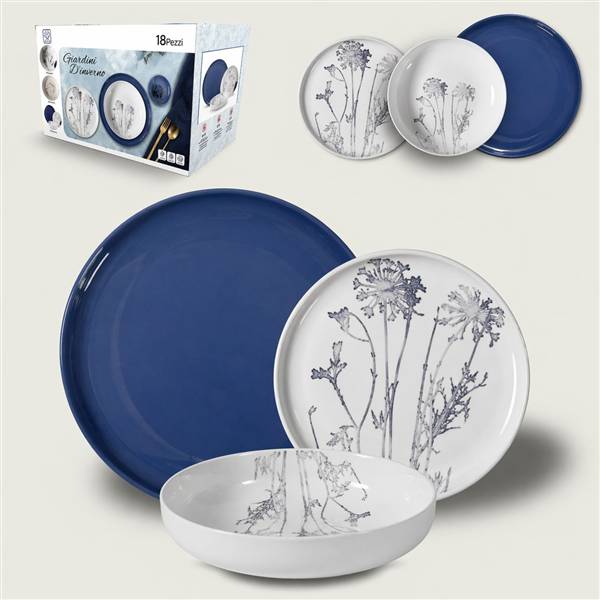 ARCA SERVIZIO PIATTI 18PZ GIARDINI BLU 