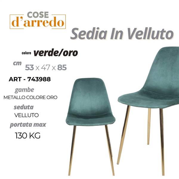 CS SEDIA VELLUTO VERDE-ORO 53X47X85 