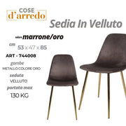 CS SEDIA VELLUTO MARRONE-ORO 53X47X85 