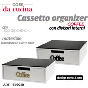 CS PORTACIALDE ORGANIZER BIANCO CON TOP VETRO NERO 30X30XH10CM.
